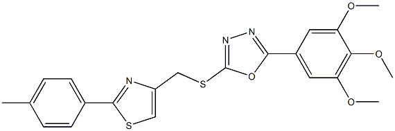 2-[[2-(4-methylphenyl)-1,3-thiazol-4-yl]methylsulfanyl]-5-(3,4,5-trimethoxyphenyl)-1,3,4-oxadiazole Structure
