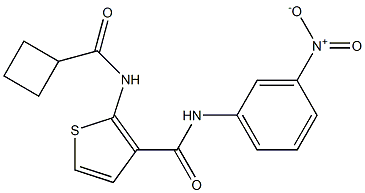 2-(cyclobutanecarbonylamino)-N-(3-nitrophenyl)thiophene-3-carboxamide 化学構造式