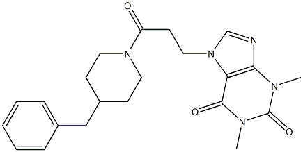 7-[3-(4-benzylpiperidin-1-yl)-3-oxopropyl]-1,3-dimethylpurine-2,6-dione 化学構造式