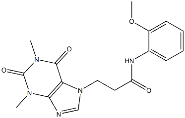 3-(1,3-dimethyl-2,6-dioxopurin-7-yl)-N-(2-methoxyphenyl)propanamide,,结构式