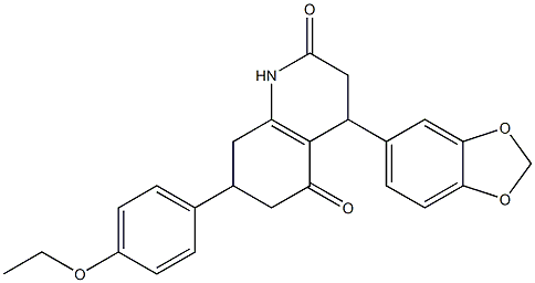 4-(1,3-benzodioxol-5-yl)-7-(4-ethoxyphenyl)-1,3,4,6,7,8-hexahydroquinoline-2,5-dione 结构式