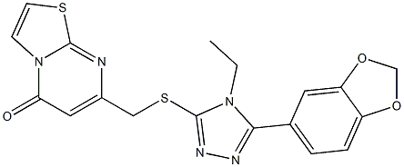 7-[[5-(1,3-benzodioxol-5-yl)-4-ethyl-1,2,4-triazol-3-yl]sulfanylmethyl]-[1,3]thiazolo[3,2-a]pyrimidin-5-one Structure