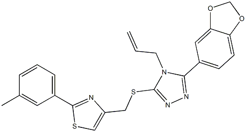 4-[[5-(1,3-benzodioxol-5-yl)-4-prop-2-enyl-1,2,4-triazol-3-yl]sulfanylmethyl]-2-(3-methylphenyl)-1,3-thiazole Structure