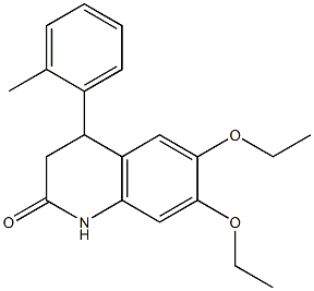 6,7-diethoxy-4-(2-methylphenyl)-3,4-dihydro-1H-quinolin-2-one,,结构式