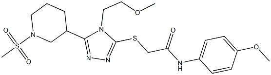 2-[[4-(2-methoxyethyl)-5-(1-methylsulfonylpiperidin-3-yl)-1,2,4-triazol-3-yl]sulfanyl]-N-(4-methoxyphenyl)acetamide Struktur