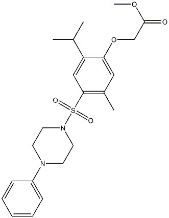 methyl 2-[5-methyl-4-(4-phenylpiperazin-1-yl)sulfonyl-2-propan-2-ylphenoxy]acetate Struktur