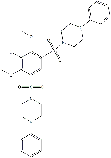 1-phenyl-4-[2,3,4-trimethoxy-5-(4-phenylpiperazin-1-yl)sulfonylphenyl]sulfonylpiperazine 化学構造式