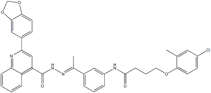 2-(1,3-benzodioxol-5-yl)-N-[(E)-1-[3-[4-(4-chloro-2-methylphenoxy)butanoylamino]phenyl]ethylideneamino]quinoline-4-carboxamide Structure