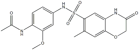 N-[2-methoxy-4-[(7-methyl-3-oxo-4H-1,4-benzoxazin-6-yl)sulfonylamino]phenyl]acetamide Structure