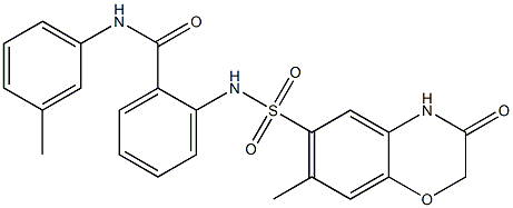 2-[(7-methyl-3-oxo-4H-1,4-benzoxazin-6-yl)sulfonylamino]-N-(3-methylphenyl)benzamide Structure