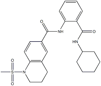 N-[2-(cyclohexylcarbamoyl)phenyl]-1-methylsulfonyl-3,4-dihydro-2H-quinoline-6-carboxamide,,结构式