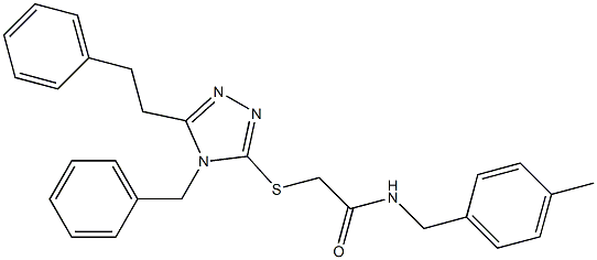 2-[[4-benzyl-5-(2-phenylethyl)-1,2,4-triazol-3-yl]sulfanyl]-N-[(4-methylphenyl)methyl]acetamide Structure