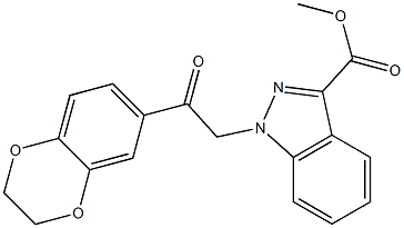 methyl 1-[2-(2,3-dihydro-1,4-benzodioxin-6-yl)-2-oxoethyl]indazole-3-carboxylate Struktur