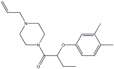 2-(3,4-dimethylphenoxy)-1-(4-prop-2-enylpiperazin-1-yl)butan-1-one 化学構造式