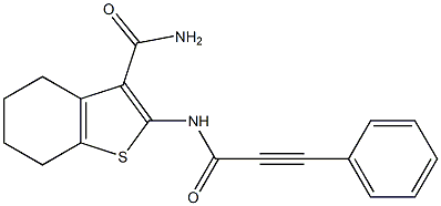 2-(3-phenylprop-2-ynoylamino)-4,5,6,7-tetrahydro-1-benzothiophene-3-carboxamide Struktur