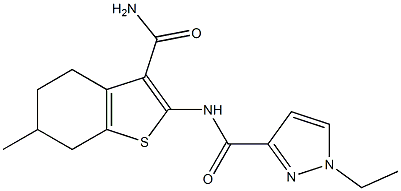 N-(3-carbamoyl-6-methyl-4,5,6,7-tetrahydro-1-benzothiophen-2-yl)-1-ethylpyrazole-3-carboxamide Structure