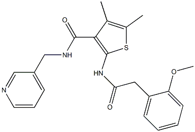 2-[[2-(2-methoxyphenyl)acetyl]amino]-4,5-dimethyl-N-(pyridin-3-ylmethyl)thiophene-3-carboxamide 化学構造式
