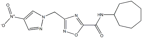 N-cycloheptyl-3-[(4-nitropyrazol-1-yl)methyl]-1,2,4-oxadiazole-5-carboxamide 化学構造式