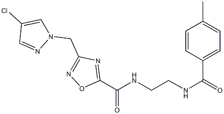 3-[(4-chloropyrazol-1-yl)methyl]-N-[2-[(4-methylbenzoyl)amino]ethyl]-1,2,4-oxadiazole-5-carboxamide Structure