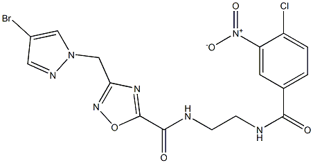 3-[(4-bromopyrazol-1-yl)methyl]-N-[2-[(4-chloro-3-nitrobenzoyl)amino]ethyl]-1,2,4-oxadiazole-5-carboxamide,,结构式