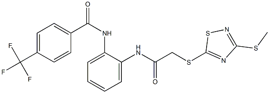 N-[2-[[2-[(3-methylsulfanyl-1,2,4-thiadiazol-5-yl)sulfanyl]acetyl]amino]phenyl]-4-(trifluoromethyl)benzamide Structure