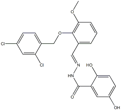 N-[(E)-[2-[(2,4-dichlorophenyl)methoxy]-3-methoxyphenyl]methylideneamino]-2,5-dihydroxybenzamide Struktur