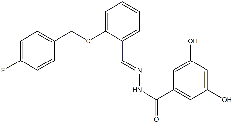 N-[(E)-[2-[(4-fluorophenyl)methoxy]phenyl]methylideneamino]-3,5-dihydroxybenzamide Structure