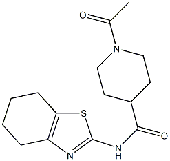 1-acetyl-N-(4,5,6,7-tetrahydro-1,3-benzothiazol-2-yl)piperidine-4-carboxamide Struktur