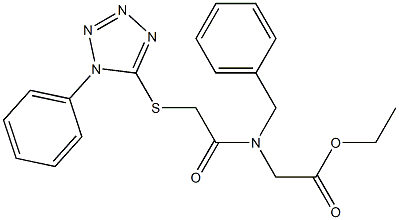 ethyl 2-[benzyl-[2-(1-phenyltetrazol-5-yl)sulfanylacetyl]amino]acetate,,结构式
