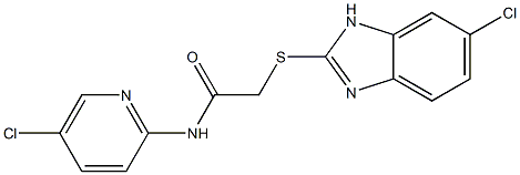 2-[(6-chloro-1H-benzimidazol-2-yl)sulfanyl]-N-(5-chloropyridin-2-yl)acetamide 化学構造式