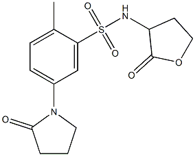 2-methyl-N-(2-oxooxolan-3-yl)-5-(2-oxopyrrolidin-1-yl)benzenesulfonamide,,结构式