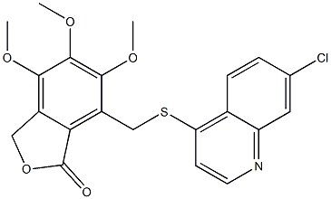 7-[(7-chloroquinolin-4-yl)sulfanylmethyl]-4,5,6-trimethoxy-3H-2-benzofuran-1-one Structure