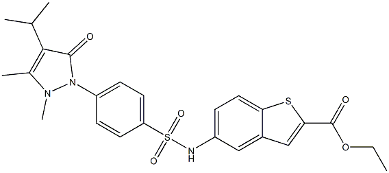 ethyl 5-[[4-(2,3-dimethyl-5-oxo-4-propan-2-ylpyrazol-1-yl)phenyl]sulfonylamino]-1-benzothiophene-2-carboxylate 结构式