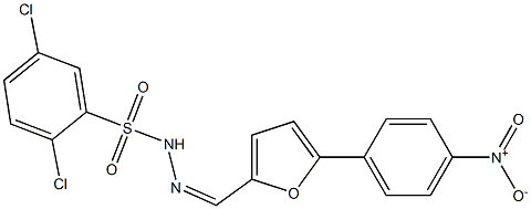 2,5-dichloro-N-[(Z)-[5-(4-nitrophenyl)furan-2-yl]methylideneamino]benzenesulfonamide 化学構造式