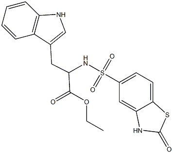 ethyl 3-(1H-indol-3-yl)-2-[(2-oxo-3H-1,3-benzothiazol-5-yl)sulfonylamino]propanoate Structure