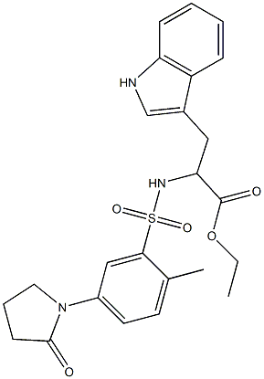 ethyl 3-(1H-indol-3-yl)-2-[[2-methyl-5-(2-oxopyrrolidin-1-yl)phenyl]sulfonylamino]propanoate,,结构式