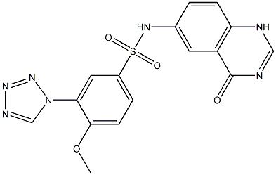 4-methoxy-N-(4-oxo-1H-quinazolin-6-yl)-3-(tetrazol-1-yl)benzenesulfonamide,,结构式