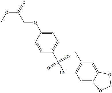 methyl 2-[4-[(6-methyl-1,3-benzodioxol-5-yl)sulfamoyl]phenoxy]acetate,,结构式
