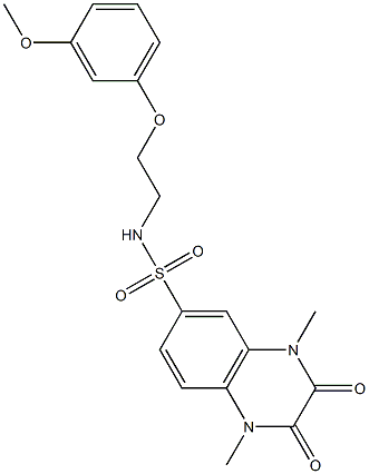 N-[2-(3-methoxyphenoxy)ethyl]-1,4-dimethyl-2,3-dioxoquinoxaline-6-sulfonamide 结构式