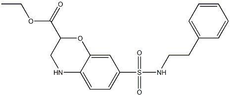 ethyl 7-(2-phenylethylsulfamoyl)-3,4-dihydro-2H-1,4-benzoxazine-2-carboxylate 结构式