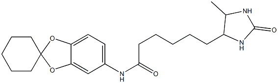 6-(5-methyl-2-oxoimidazolidin-4-yl)-N-spiro[1,3-benzodioxole-2,1'-cyclohexane]-5-ylhexanamide Structure