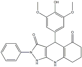 4-(4-hydroxy-3,5-dimethoxyphenyl)-2-phenyl-1,4,6,7,8,9-hexahydropyrazolo[3,4-b]quinoline-3,5-dione Struktur