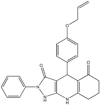 2-phenyl-4-(4-prop-2-enoxyphenyl)-1,4,6,7,8,9-hexahydropyrazolo[3,4-b]quinoline-3,5-dione Struktur