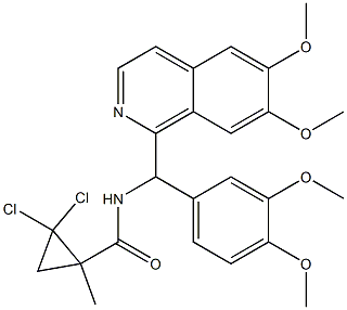 2,2-dichloro-N-[(6,7-dimethoxyisoquinolin-1-yl)-(3,4-dimethoxyphenyl)methyl]-1-methylcyclopropane-1-carboxamide,,结构式