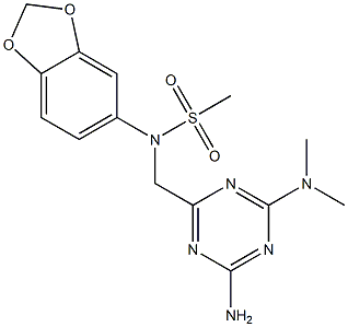 N-[[4-amino-6-(dimethylamino)-1,3,5-triazin-2-yl]methyl]-N-(1,3-benzodioxol-5-yl)methanesulfonamide Struktur