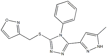 3-[[5-(5-methyl-1H-pyrazol-3-yl)-4-phenyl-1,2,4-triazol-3-yl]sulfanylmethyl]-1,2-oxazole Struktur