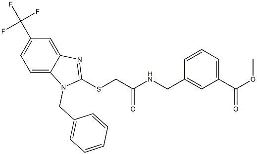methyl 3-[[[2-[1-benzyl-5-(trifluoromethyl)benzimidazol-2-yl]sulfanylacetyl]amino]methyl]benzoate Structure