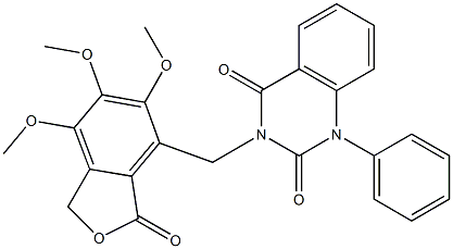 1-phenyl-3-[(5,6,7-trimethoxy-3-oxo-1H-2-benzofuran-4-yl)methyl]quinazoline-2,4-dione 化学構造式