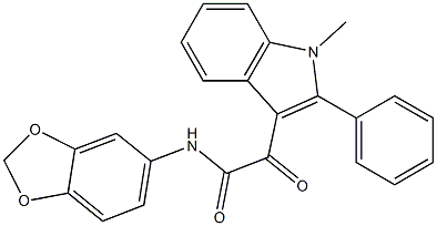 N-(1,3-benzodioxol-5-yl)-2-(1-methyl-2-phenylindol-3-yl)-2-oxoacetamide 化学構造式