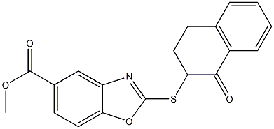 methyl 2-[(1-oxo-3,4-dihydro-2H-naphthalen-2-yl)sulfanyl]-1,3-benzoxazole-5-carboxylate 化学構造式